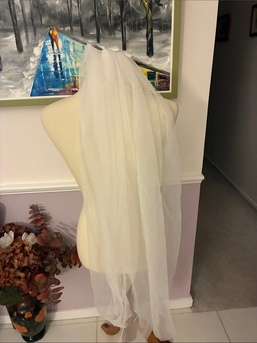 Simple White Bridal Veil - Classic Single Tier